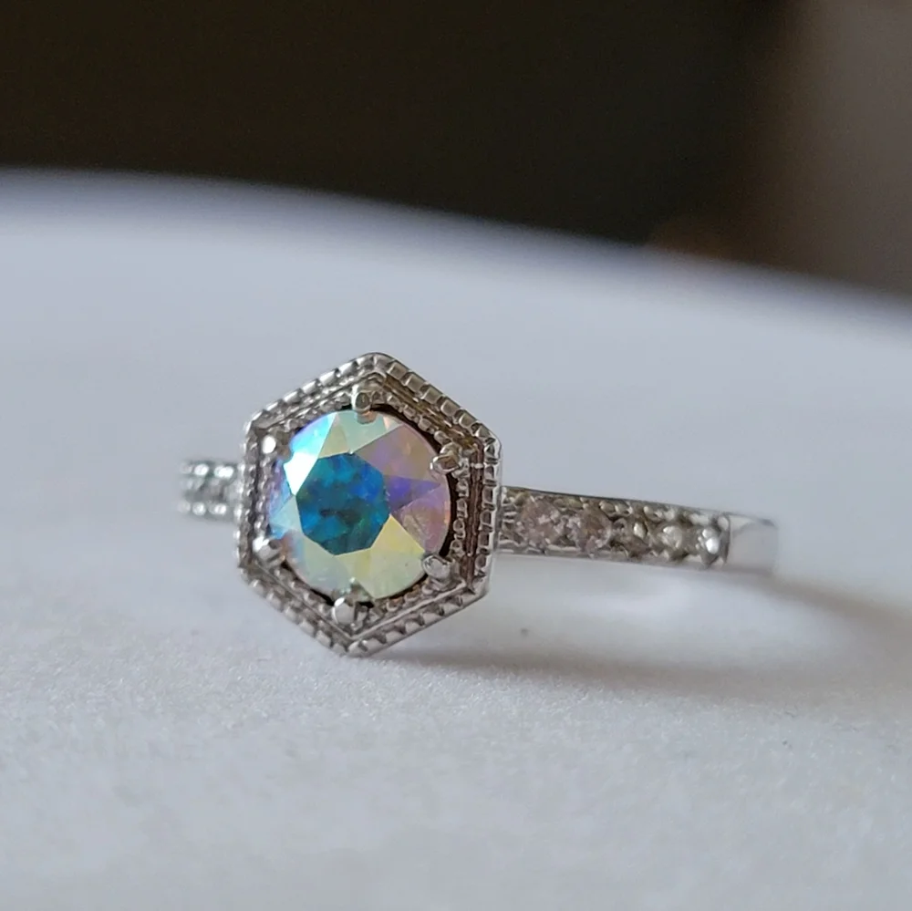 Fragrant Jewels Sparkling Irridescent Hexagon Ring